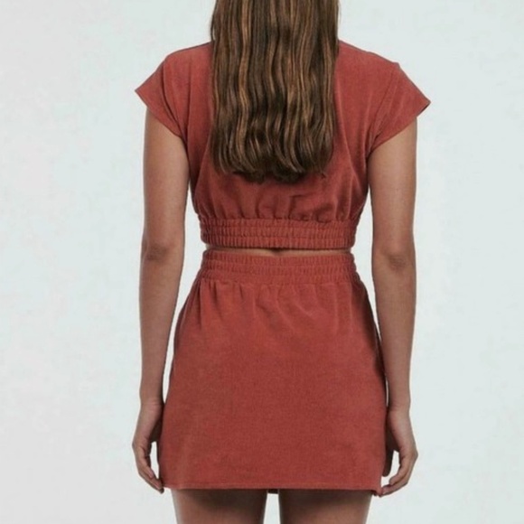 Anthropologie Charlie Holiday Soleil Mini Skirt Set - Rust - Size M Skirt/L Top - Picture 2 of 11